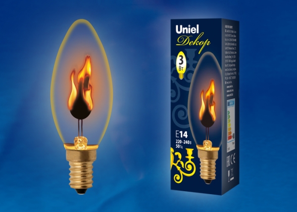 IL-N-C35-3/RED-FLAME/E14/CL Лампа декоративная с типом свечения эффект пламени
