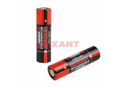 Аккумулятор Li-ion 18650 3.7V 2400 mAH 2 шт. блистер REXANT Аккумулятор Li-ion 18650 3.7V 2400 mAH 2 шт. блистер REXANT