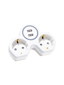 Двойник электрический 16 А с заземлением и защитными шторками + 2 USB порта, 2,4 А, белый REXANT Двойник электрический 16 А с заземлением и защитными шторками + 2 USB порта, 2,4 А, белый REXANT