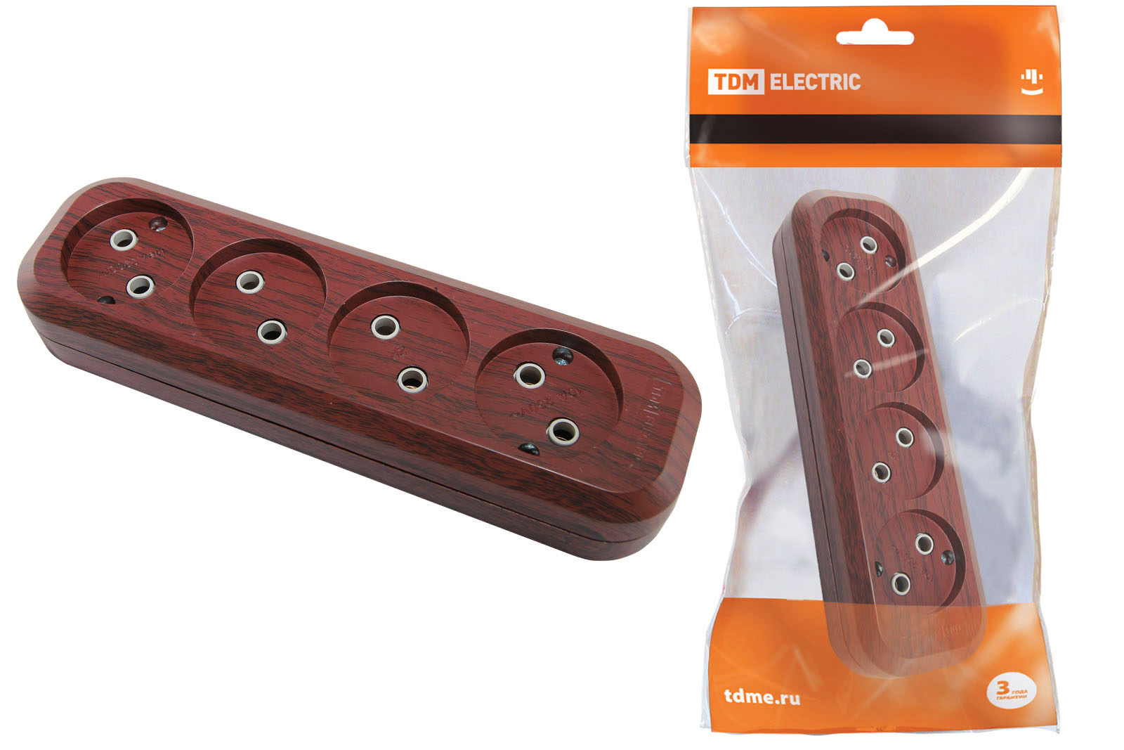 Колодка розеточная 4 гнезда 2П б/з 10А 250В Эко