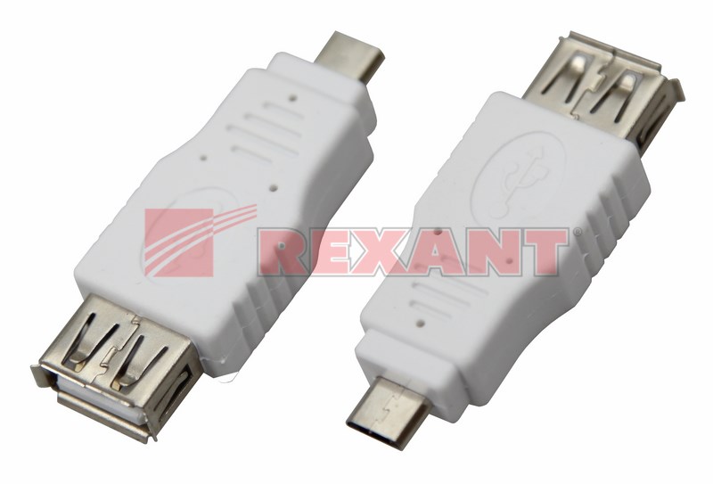 Переходник гнездо USB-A (Female)-штекер microUSB (Male) REXANT Переходник гнездо USB-A (Female)-штекер microUSB (Male) REXANT