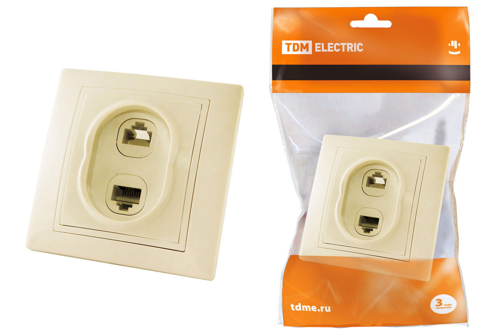 Розетка телефонная RJ11 + компьютерная RJ45 сл. кость Таймыр Розетка телефонная RJ11 + компьютерная RJ45 сл. кость Таймыр